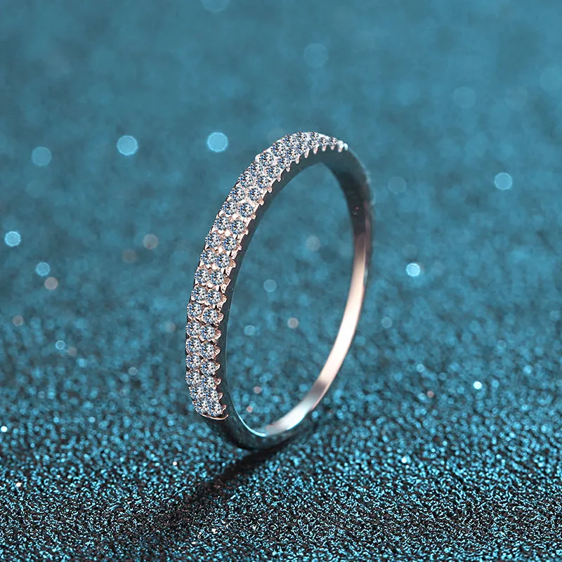 Round Cut Moissanite Diamond Half Eternity Rings