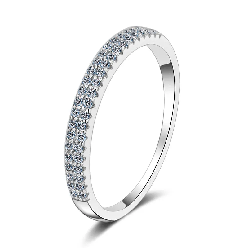 Round Cut Moissanite Diamond Half Eternity Rings