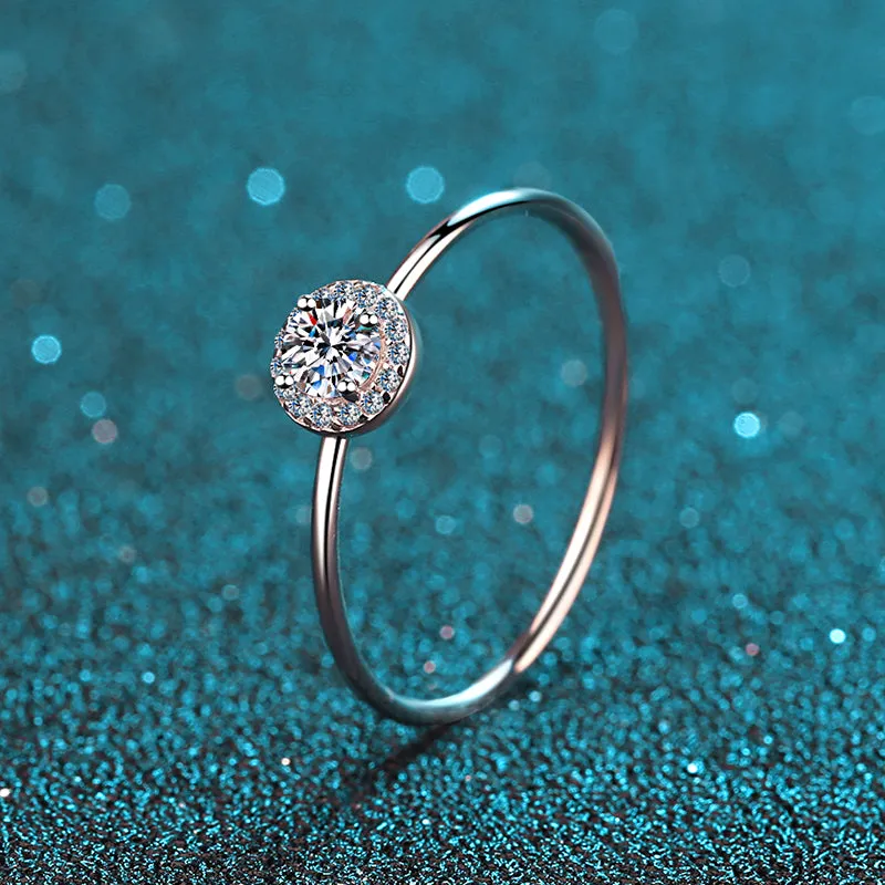 Round Cut Moissanite Diamond Halo Classis Ring