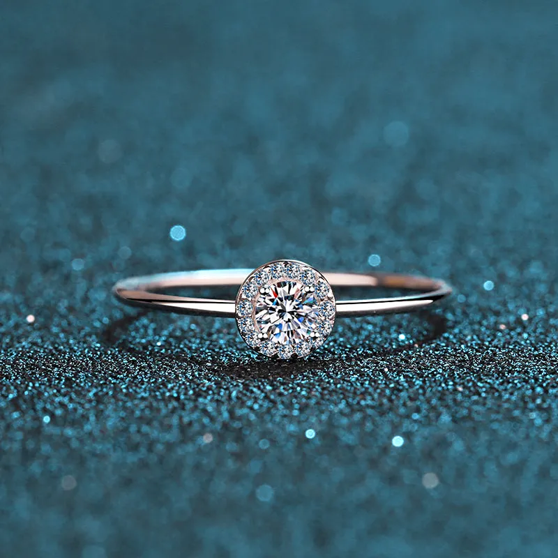 Round Cut Moissanite Diamond Halo Classis Ring