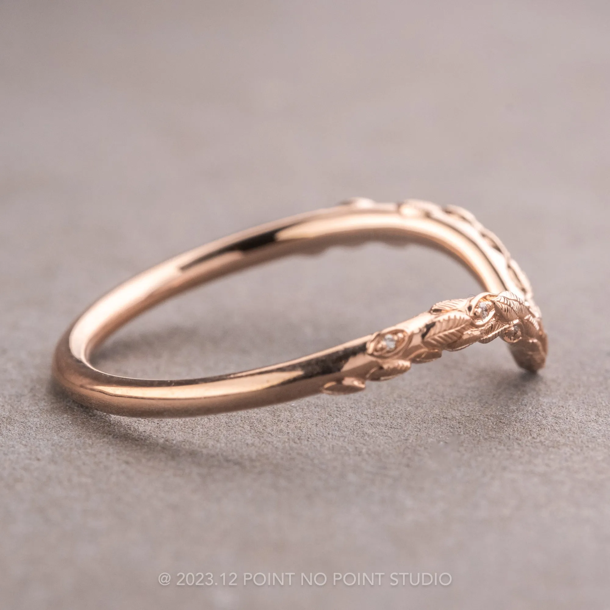 Round Diamond Wedding Band, Pixie Setting, 14k Rose Gold