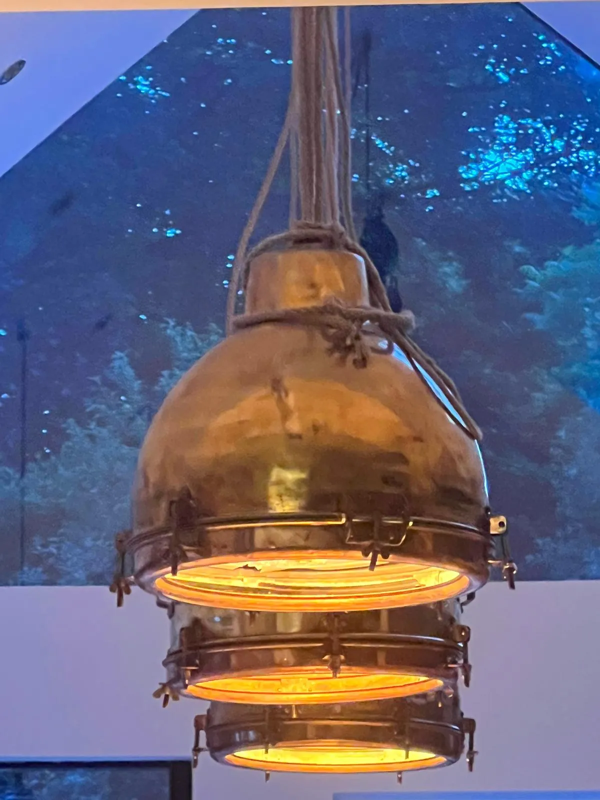 Salvaged Brass & Stainless steel Dome Pendant Light