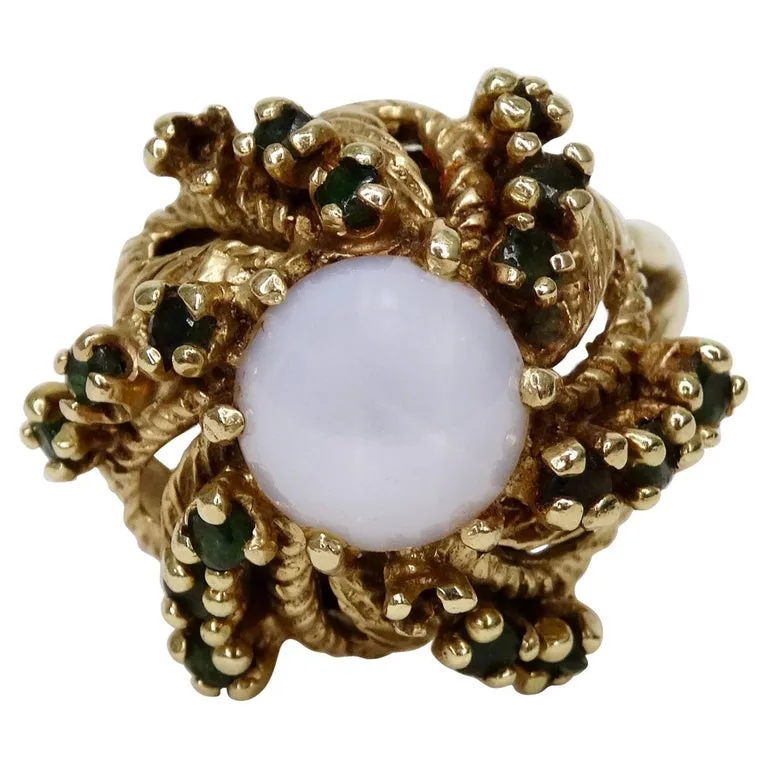 Sapphire Star Cabochon 4 Carat 14k Gold Cocktail Ring