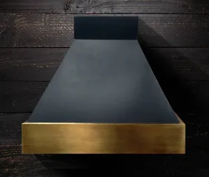 SARA - Black and Brass Range Hood | Handmade & Bespoke Metal Vent Hood