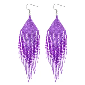 Seed Bead Statement Earrings | Long Bohemian Tassel Earrings | Women's Earrings