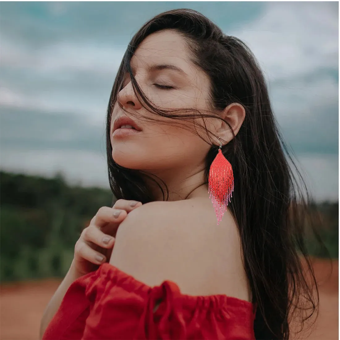Seed Bead Statement Earrings | Long Bohemian Tassel Earrings | Women's Earrings