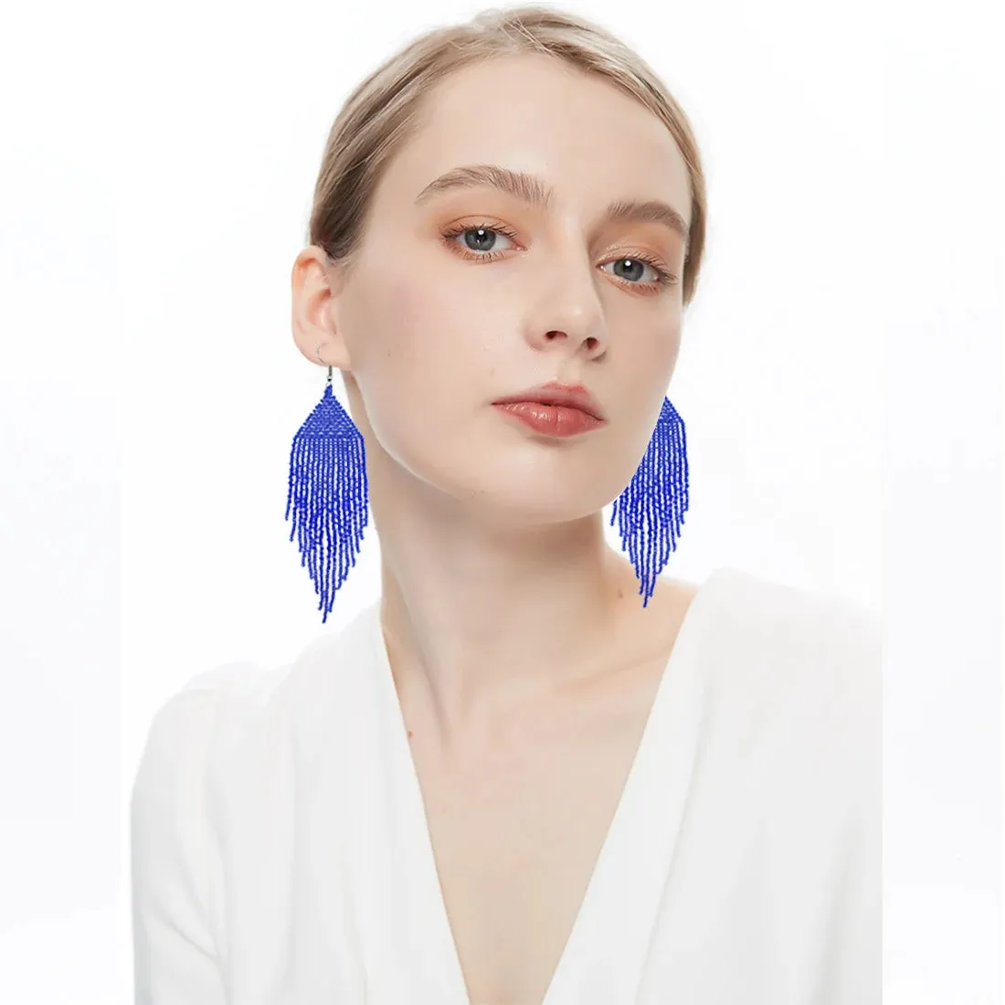 Seed Bead Statement Earrings | Long Bohemian Tassel Earrings | Women's Earrings
