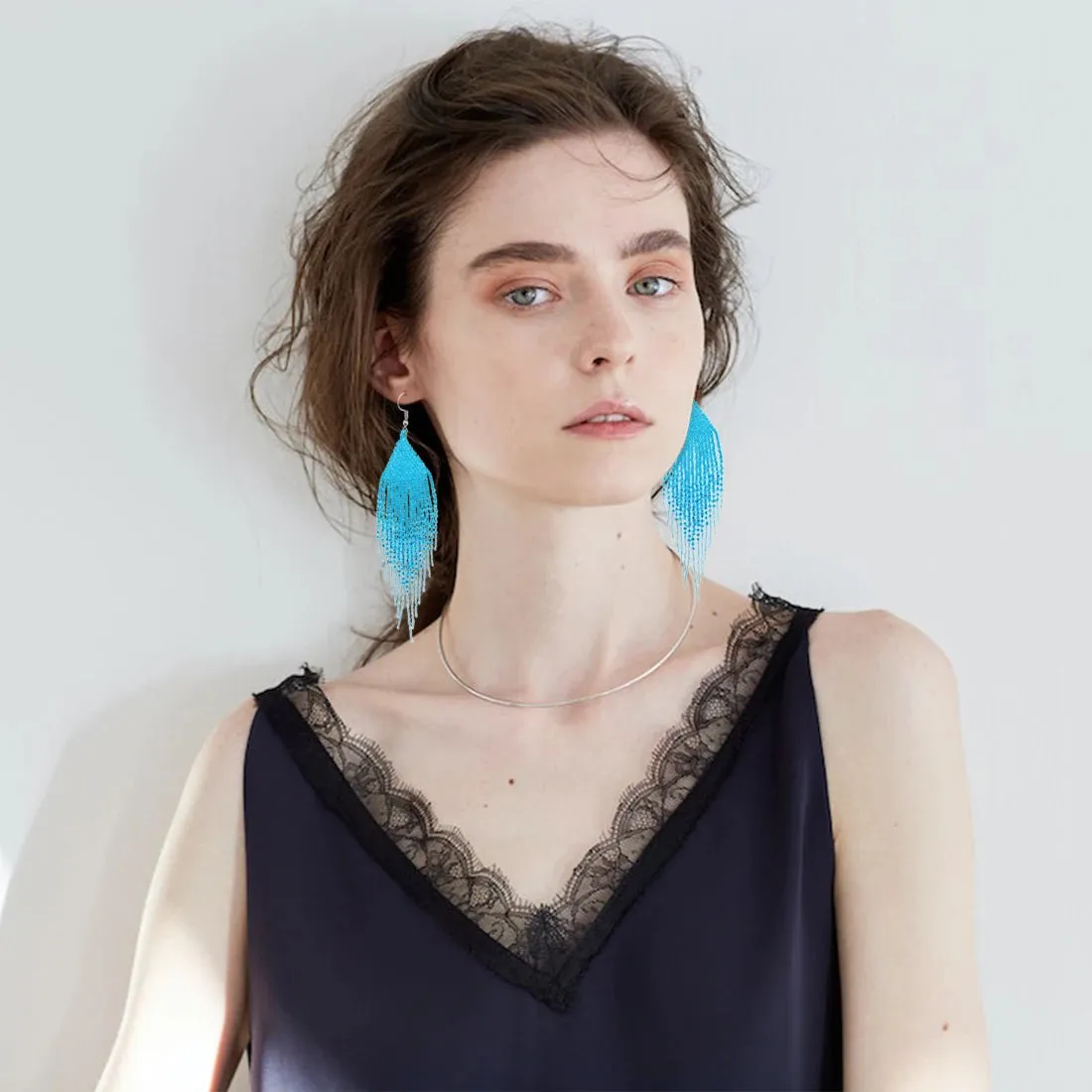 Seed Bead Statement Earrings | Long Bohemian Tassel Earrings | Women's Earrings