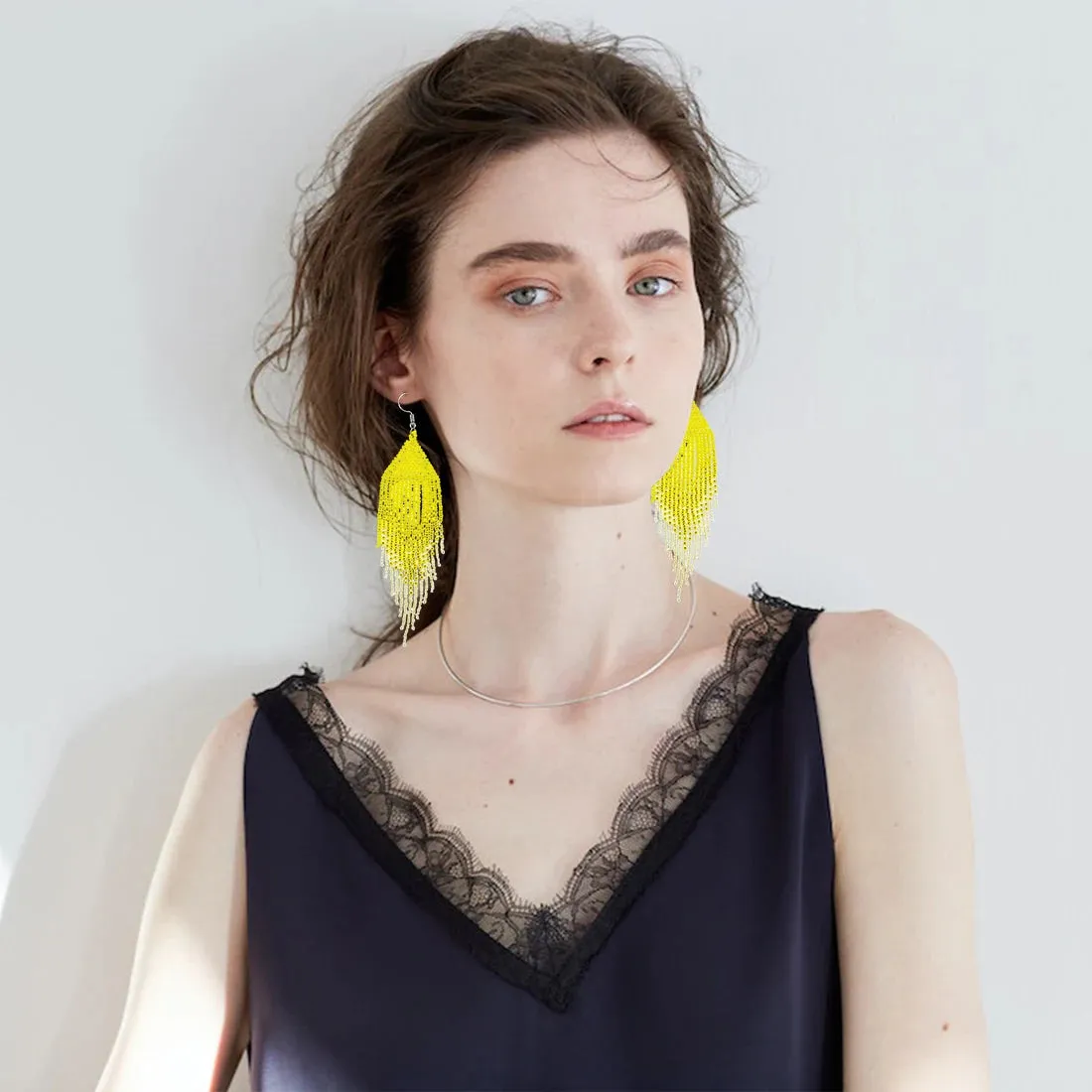 Seed Bead Statement Earrings | Long Bohemian Tassel Earrings | Women's Earrings
