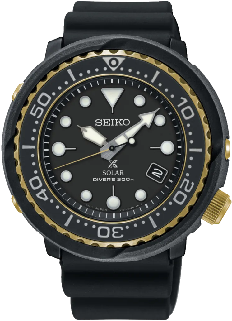 Seiko Prospex Solar 200M Scuba Diver Black-Gold Baby Tuna SNE556