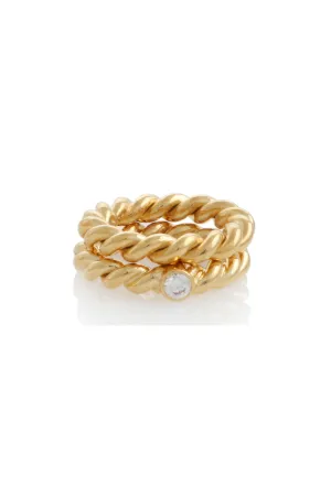 SET OF TWO TWISTED WIRE RINGS WITH STONE