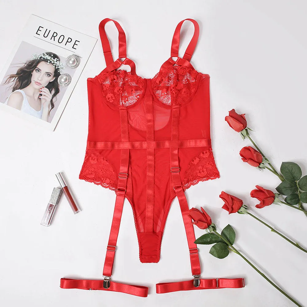 Sexy Slim Lace Garter Leg Ring Teddy