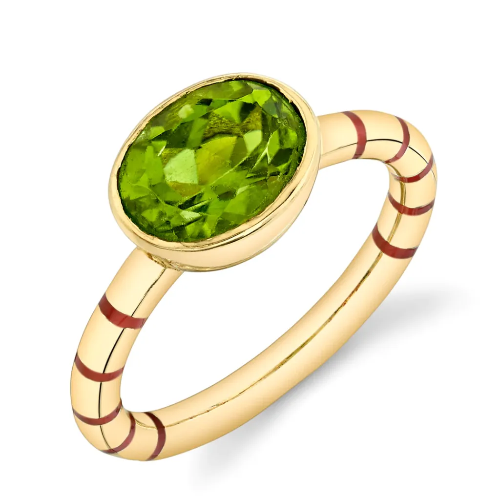 Shirley Bezel Set Striped Enamel Ring