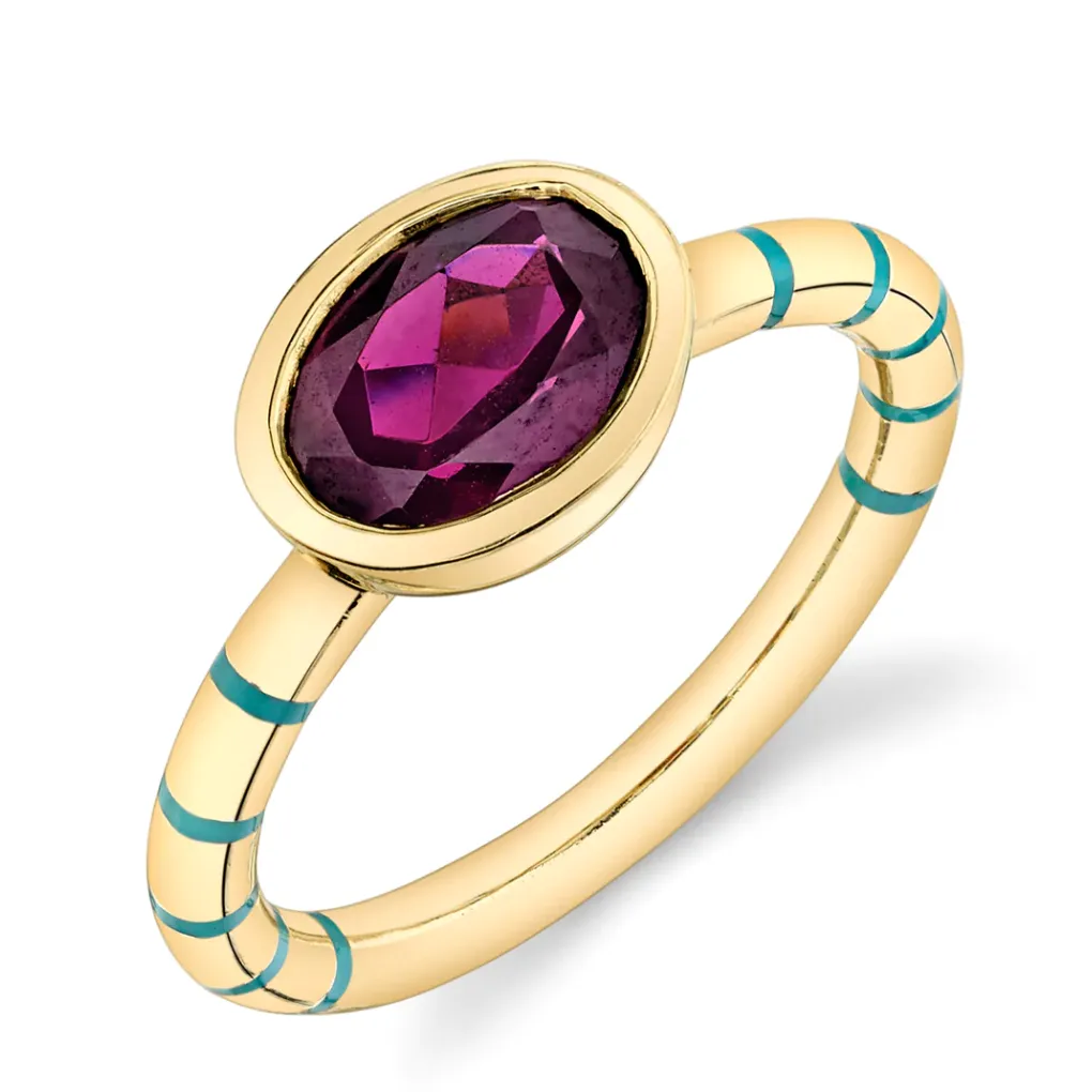 Shirley Bezel Set Striped Enamel Ring