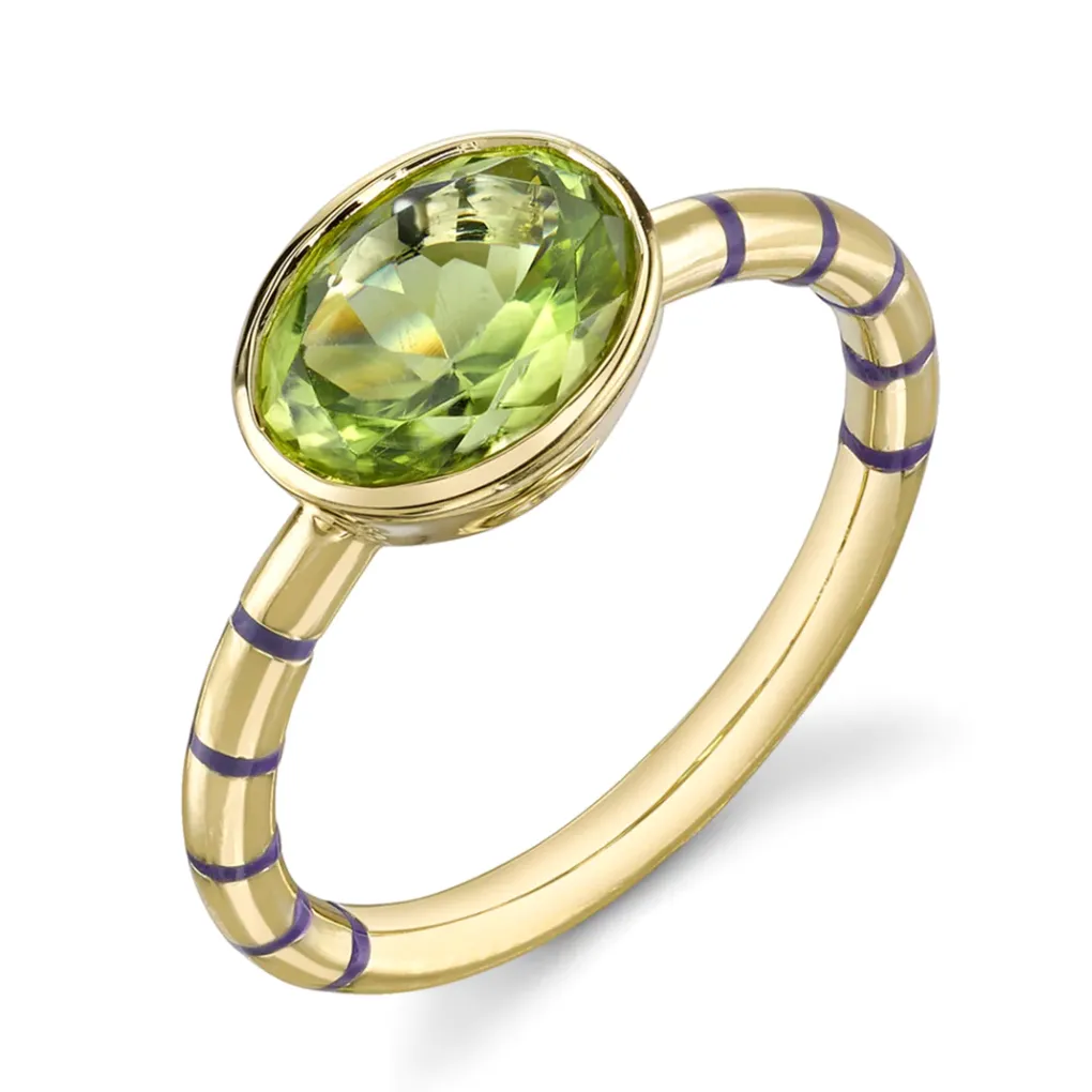 Shirley Bezel Set Striped Enamel Ring