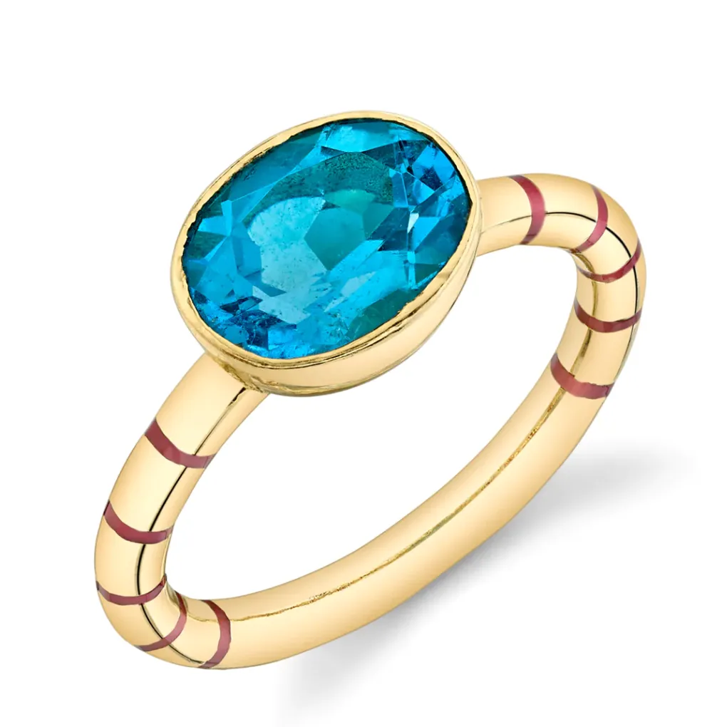 Shirley Bezel Set Striped Enamel Ring