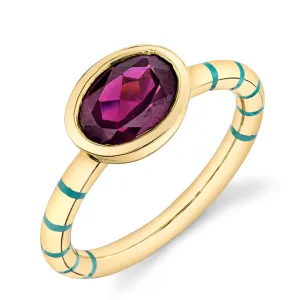 Shirley Bezel Set Striped Enamel Ring