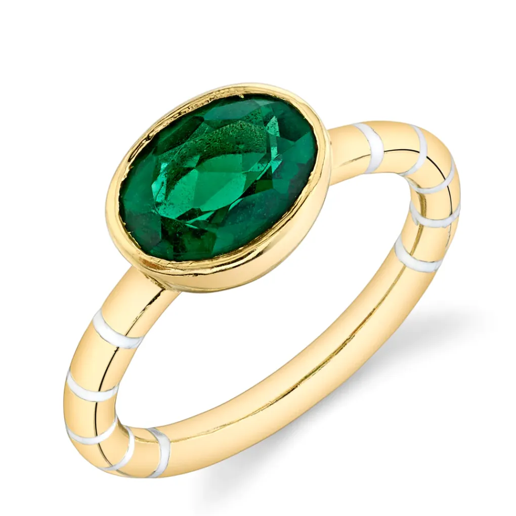 Shirley Bezel Set Striped Enamel Ring