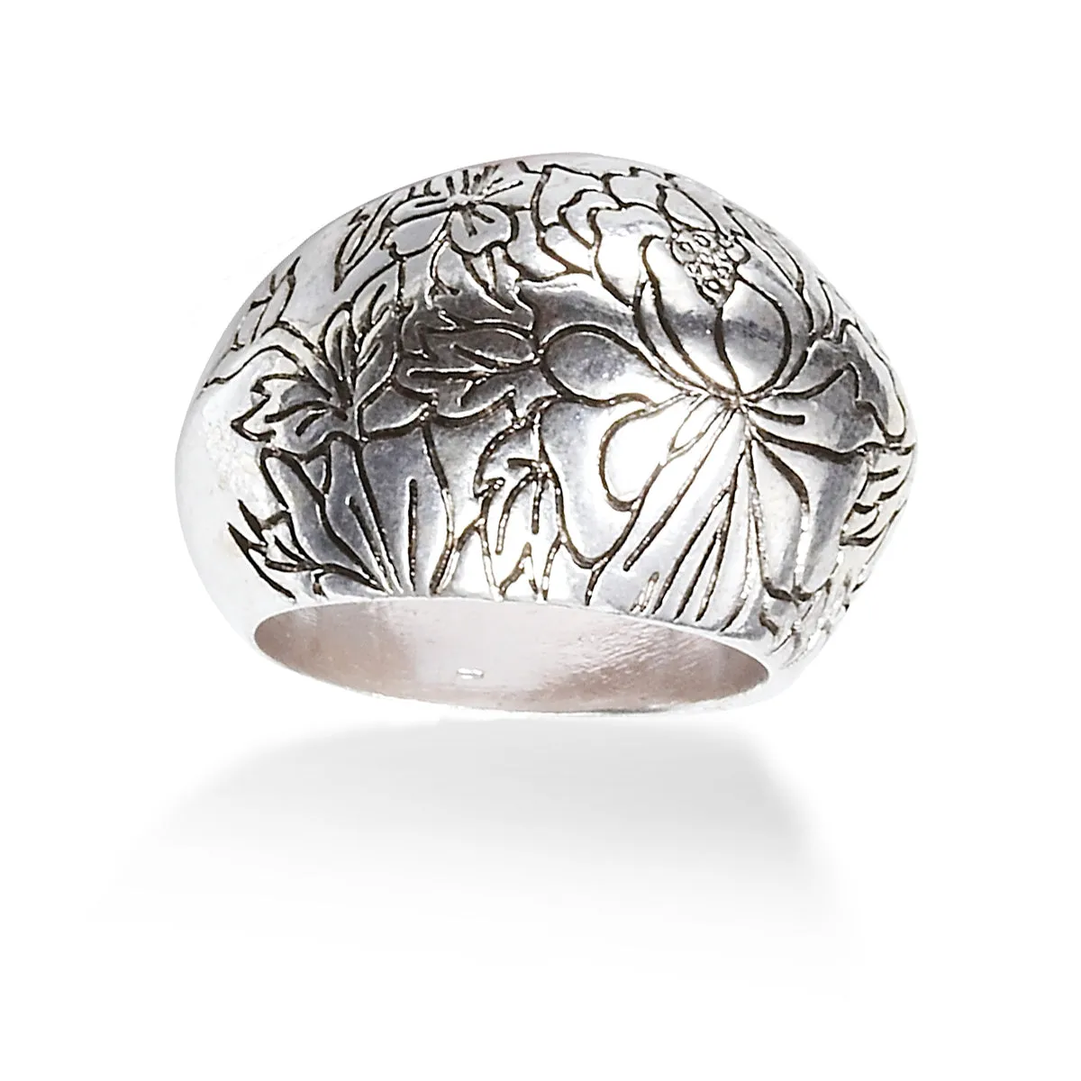 SILVER FLOWER CARVING  RINGS #293SV5101 (8B2/8B5)