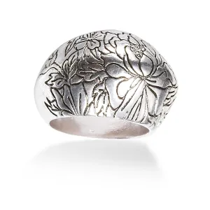 SILVER FLOWER CARVING  RINGS #293SV5101 (8B2/8B5)