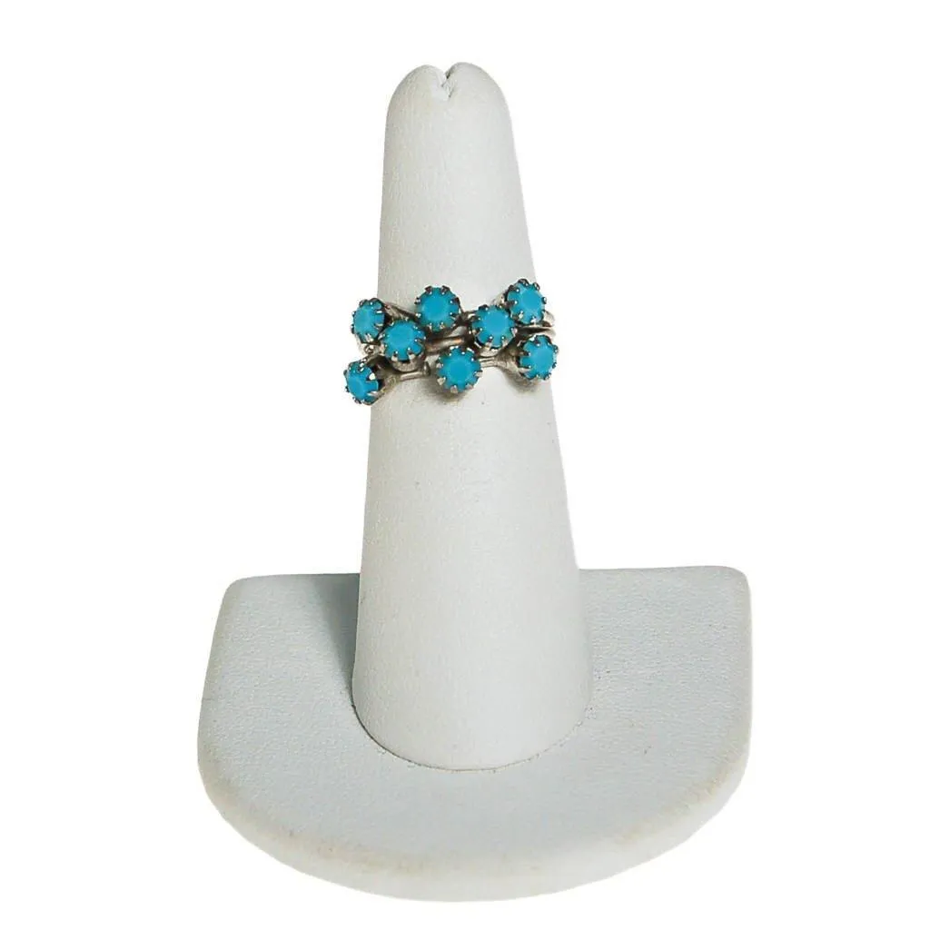 Silver Tone Turquoise Rhinestone Stacking Ring