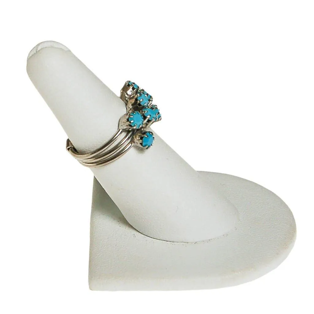 Silver Tone Turquoise Rhinestone Stacking Ring