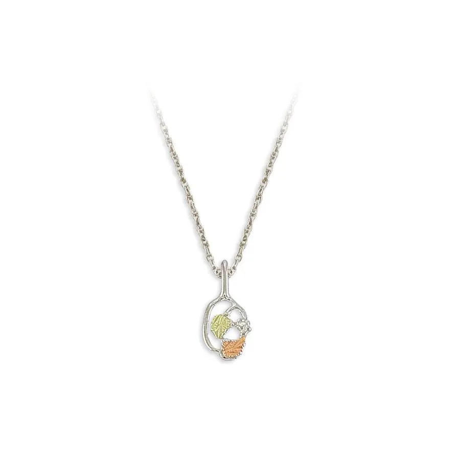 Simple Foliage - Sterling Silver Black Hills Gold Pendant
