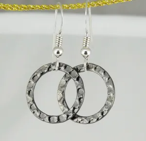 Simple Gunmetal-Finished Steel Ring Earrings