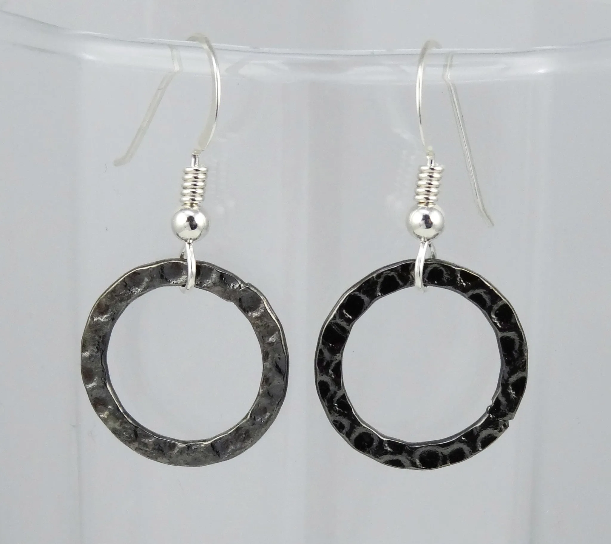 Simple Gunmetal-Finished Steel Ring Earrings
