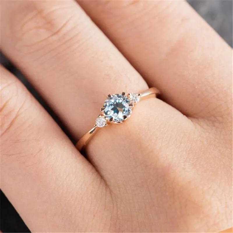 Simple Rose Gold Crystal Ring