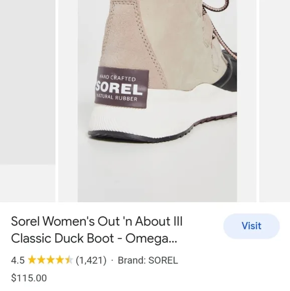 SOREL 'Out N' About III' Classic Duck Boot in Omega Taupe/Black Sz. 5.5