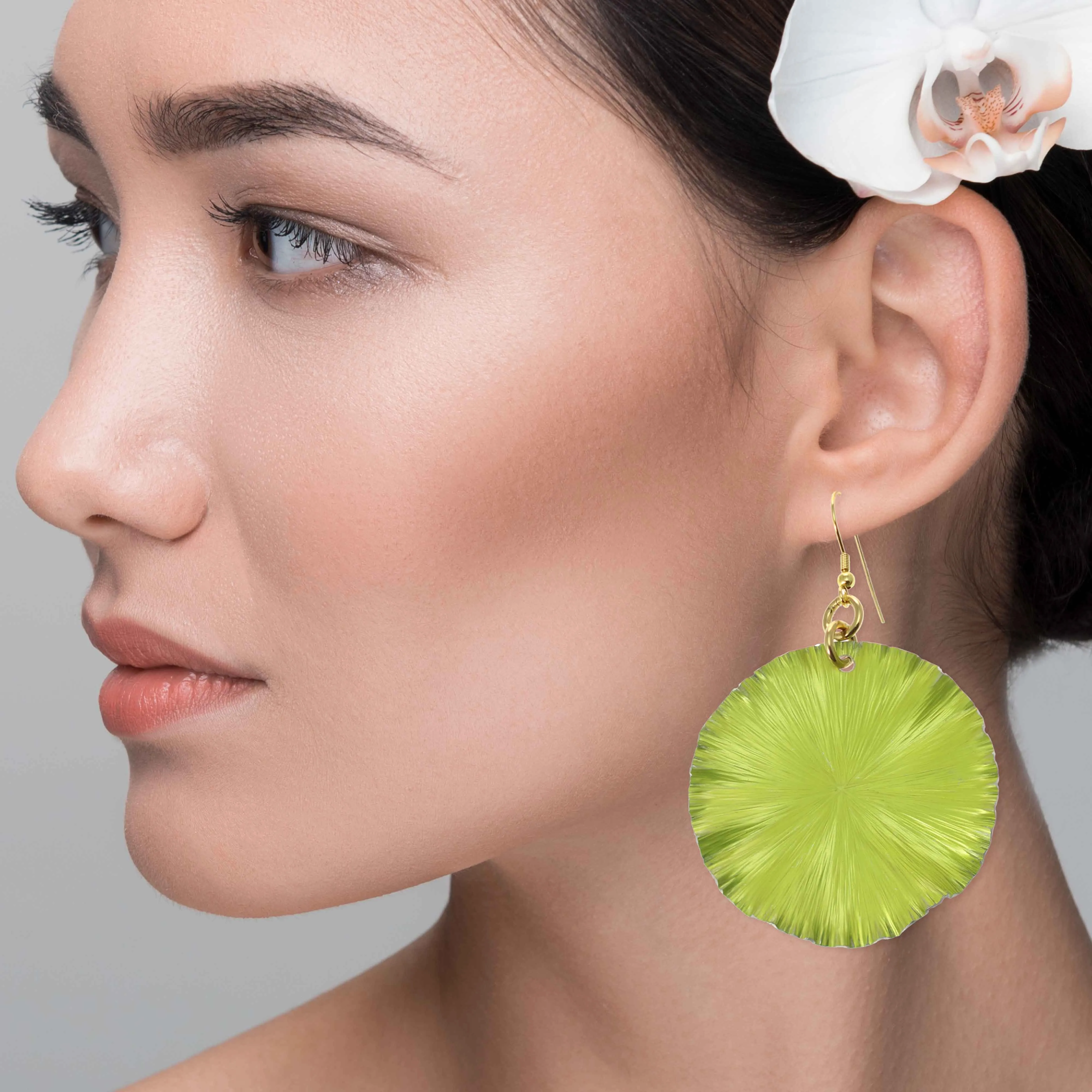 Sour Candy Apple Anodized Aluminum Large Lily Pad Earrings