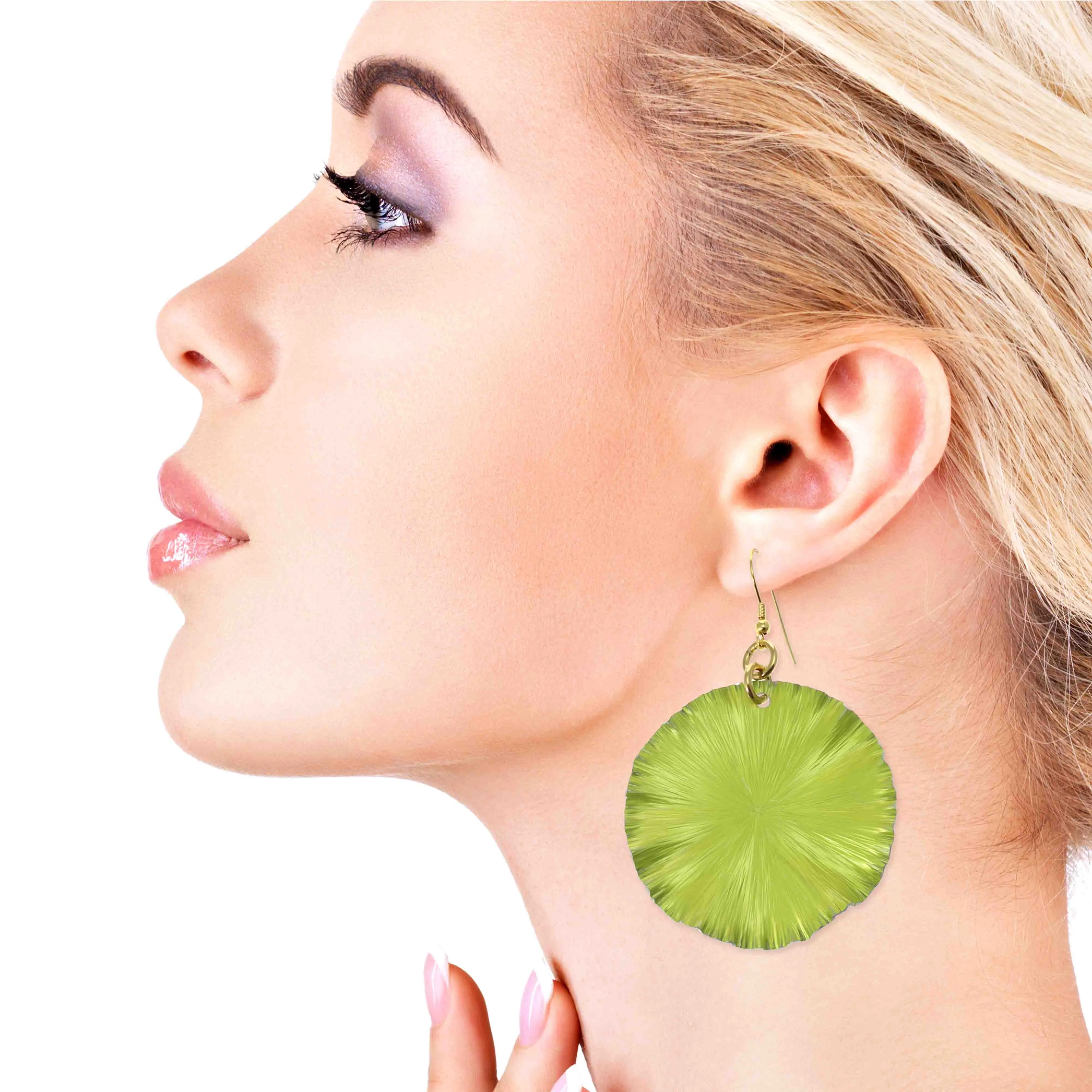 Sour Candy Apple Anodized Aluminum Large Lily Pad Earrings