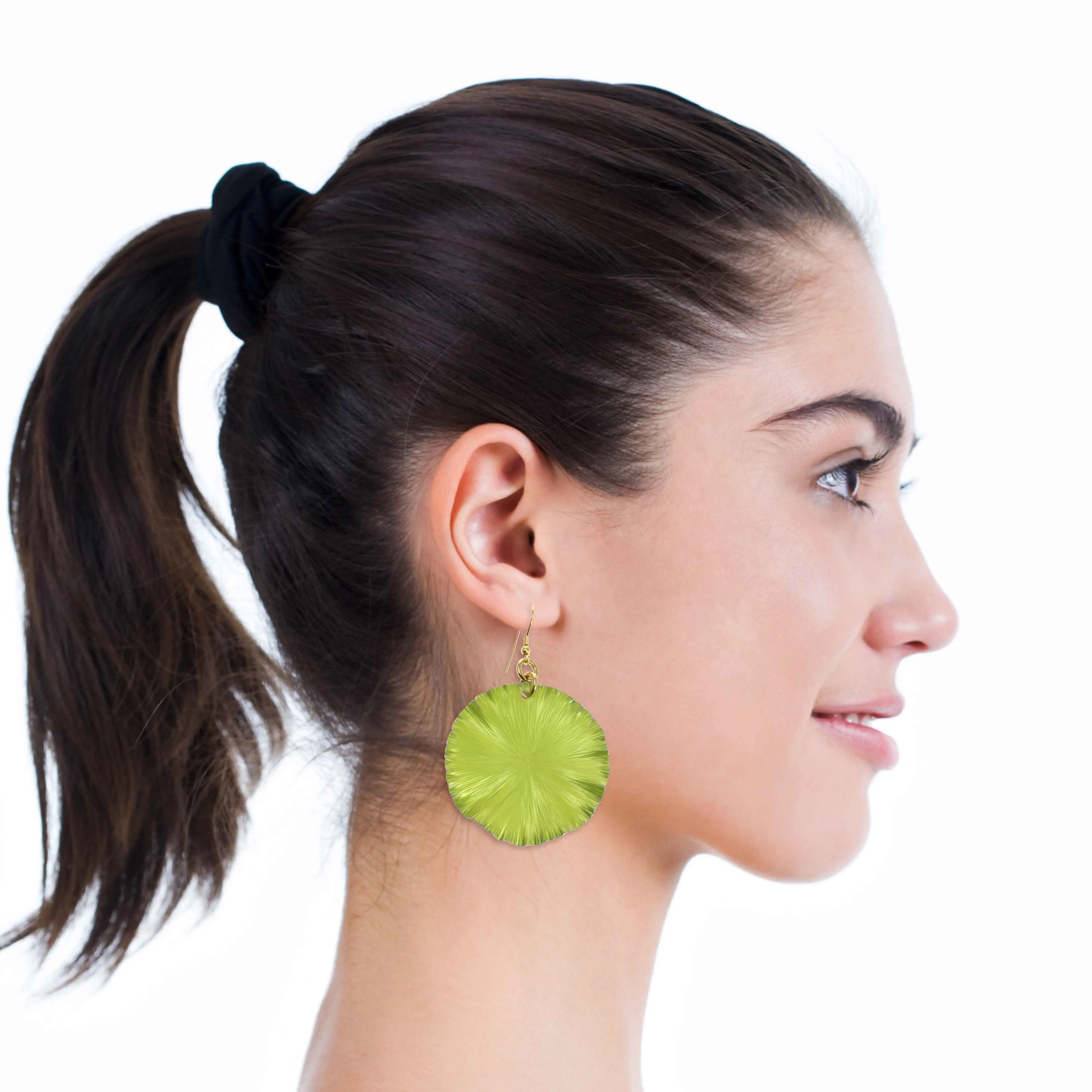 Sour Candy Apple Anodized Aluminum Large Lily Pad Earrings
