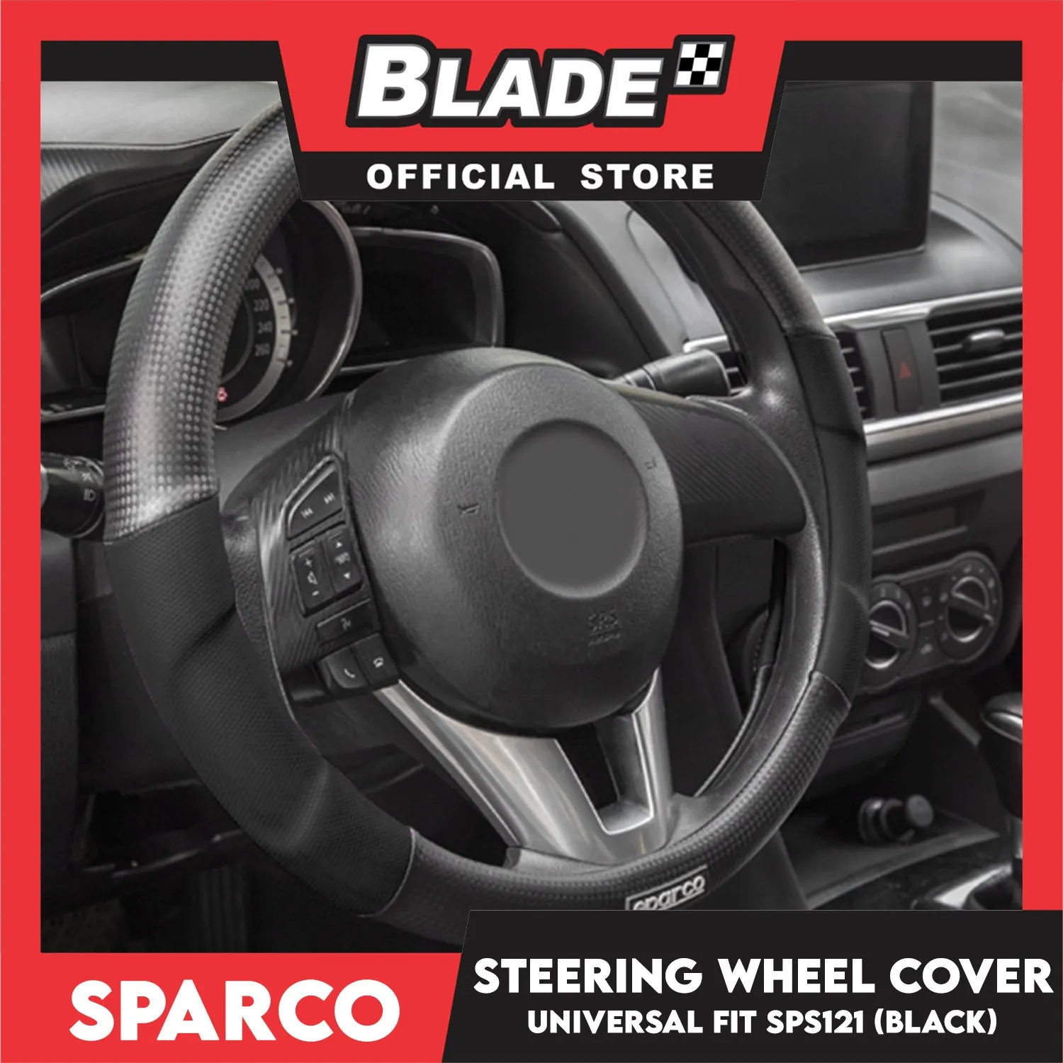 Sparco Corsa Steering Wheel Cover SPS121GR (Black With Gray) Universal Fit for Toyota, Mitsubishi, Honda, Hyundai, Ford, Nissan, Suzuki, Isuzu, Kia, MG and more