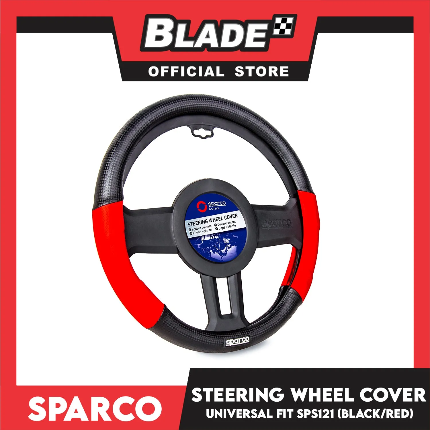 Sparco Corsa Steering Wheel Cover SPS121RD (Black With Red) Universal Fit for Toyota, Mitsubishi, Honda, Hyundai, Ford, Nissan, Suzuki, Isuzu, Kia, MG and more