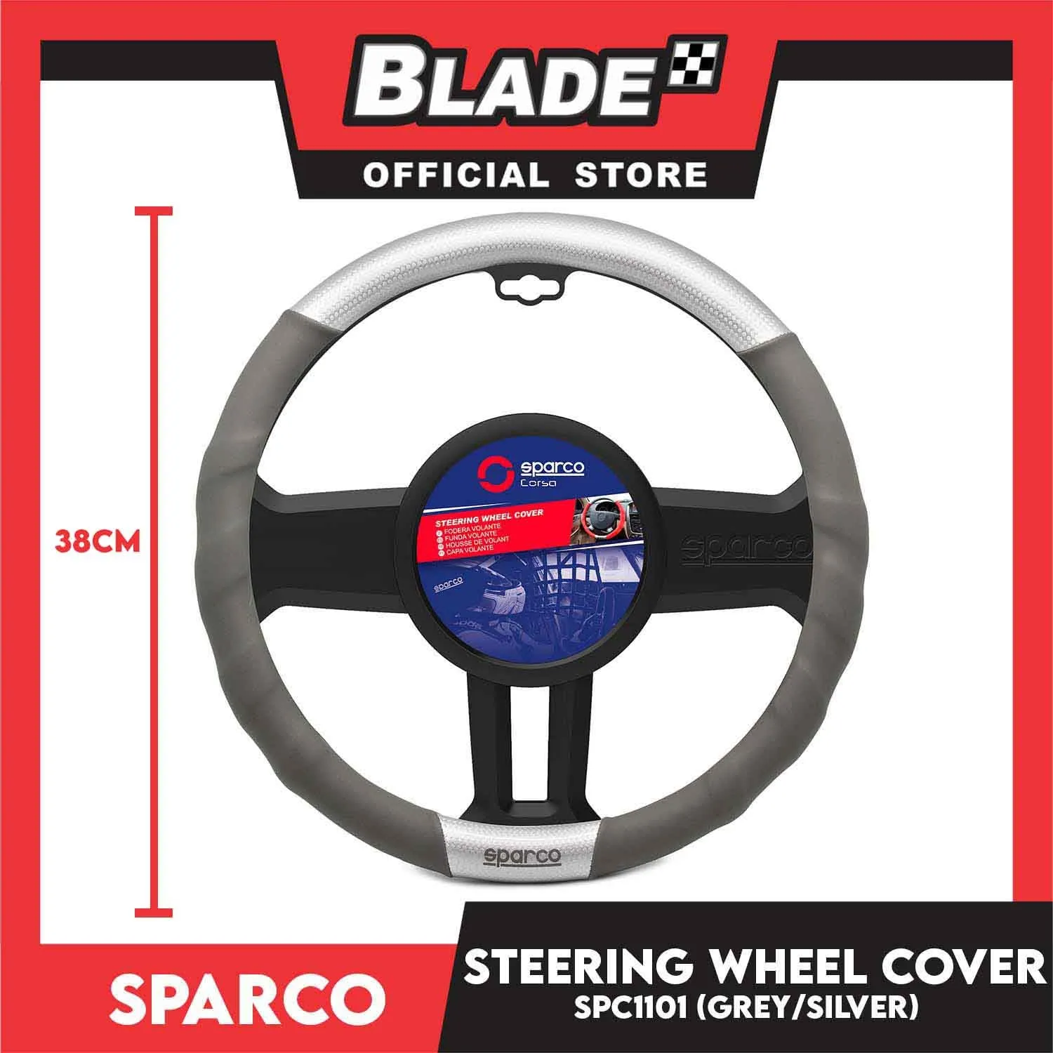 Sparco Steering Wheel Cover (Grey/Silver) SPC1101 for Toyota, Mitsubishi, Honda, Hyundai, Ford, Nissan, Suzuki, Isuzu, Kia, MG and more