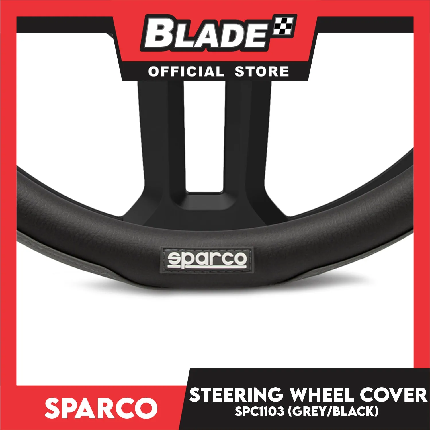 Sparco Steering Wheel Cover SPC1103 (Black/Grey) for Toyota, Mitsubishi, Honda, Hyundai, Ford, Nissan, Suzuki, Isuzu, Kia, MG and more