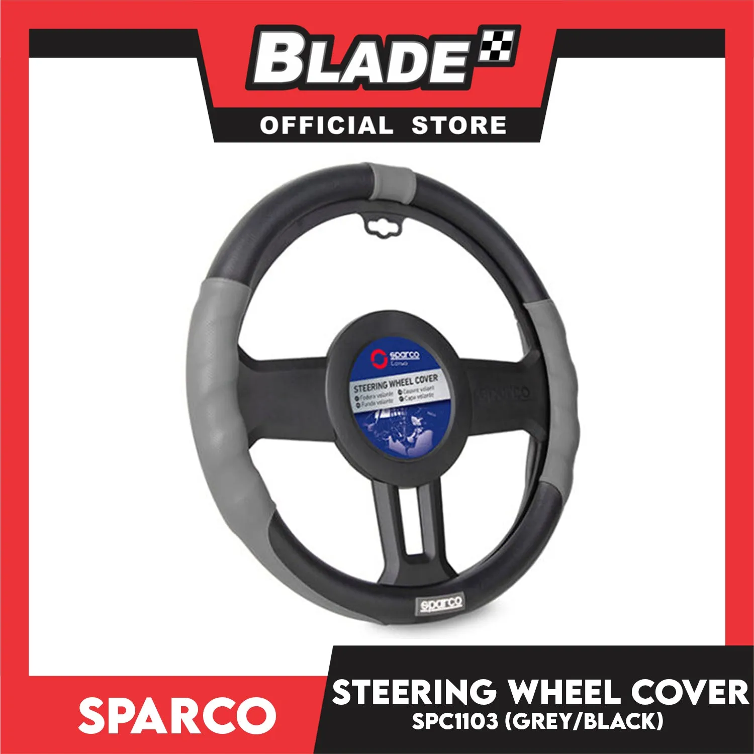 Sparco Steering Wheel Cover SPC1103 (Black/Grey) for Toyota, Mitsubishi, Honda, Hyundai, Ford, Nissan, Suzuki, Isuzu, Kia, MG and more