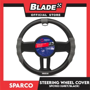 Sparco Steering Wheel Cover SPC1103 (Black/Grey) for Toyota, Mitsubishi, Honda, Hyundai, Ford, Nissan, Suzuki, Isuzu, Kia, MG and more