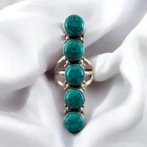 Statement Turquoise Solid 925 Sterling Silver Ring 6.5