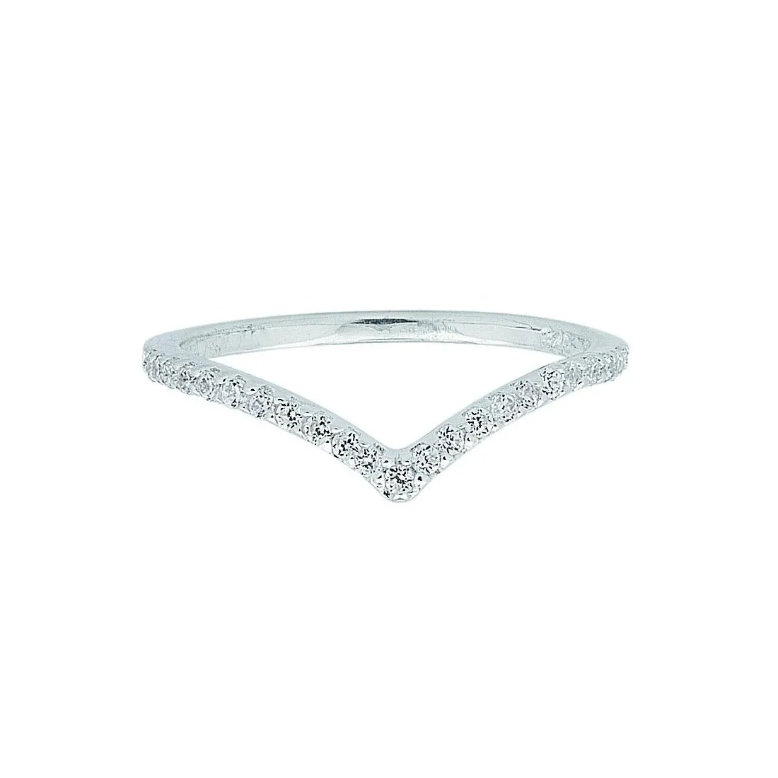 Sterling Silver Cubic Zirconia Chevron Ring
