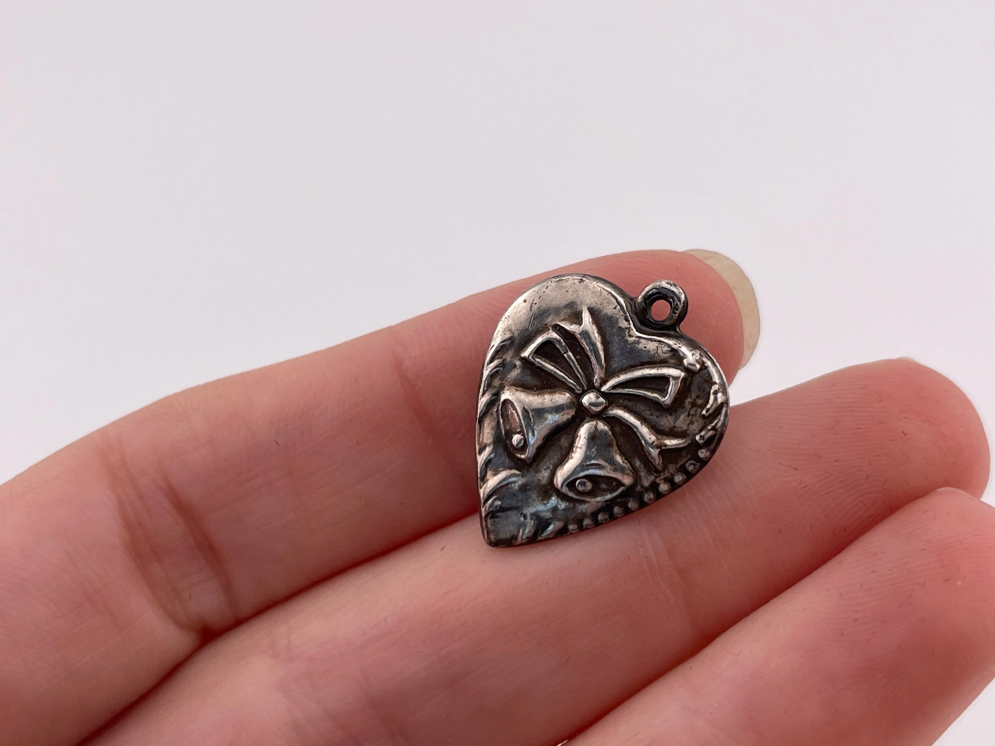 sterling silver heart bells pendant