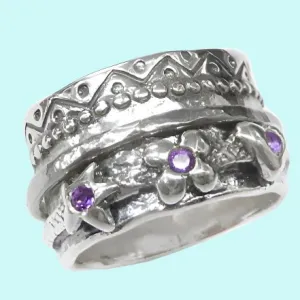 Sterling silver ring for woman with flowers