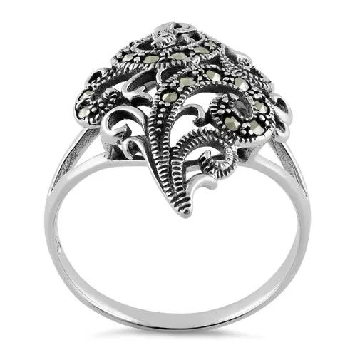 Sterling Silver Swirl Marcasite Ring