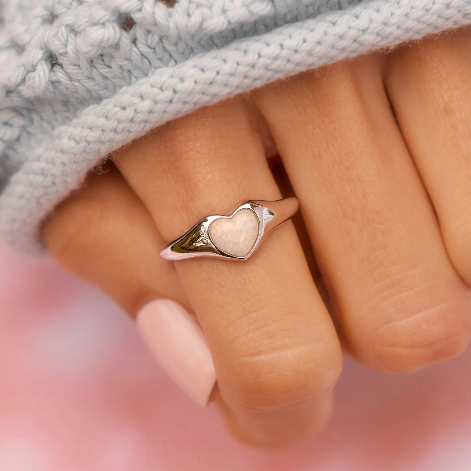 Stone Heart Signet Ring