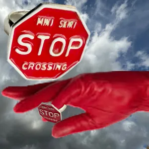 STOP (MINISKIRT CROSSING) Gum-Ball Sterling Silver Ring