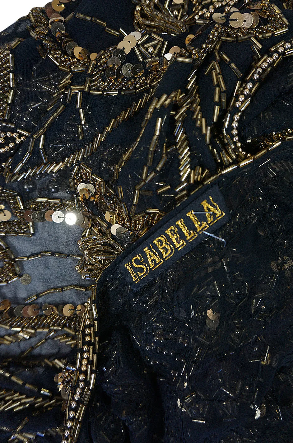 Stunning 1970s Gold Bead & Fringe on Chiffon Capelet