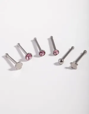 Surgical Steel Graduated Star Nose Stud 6-Pack