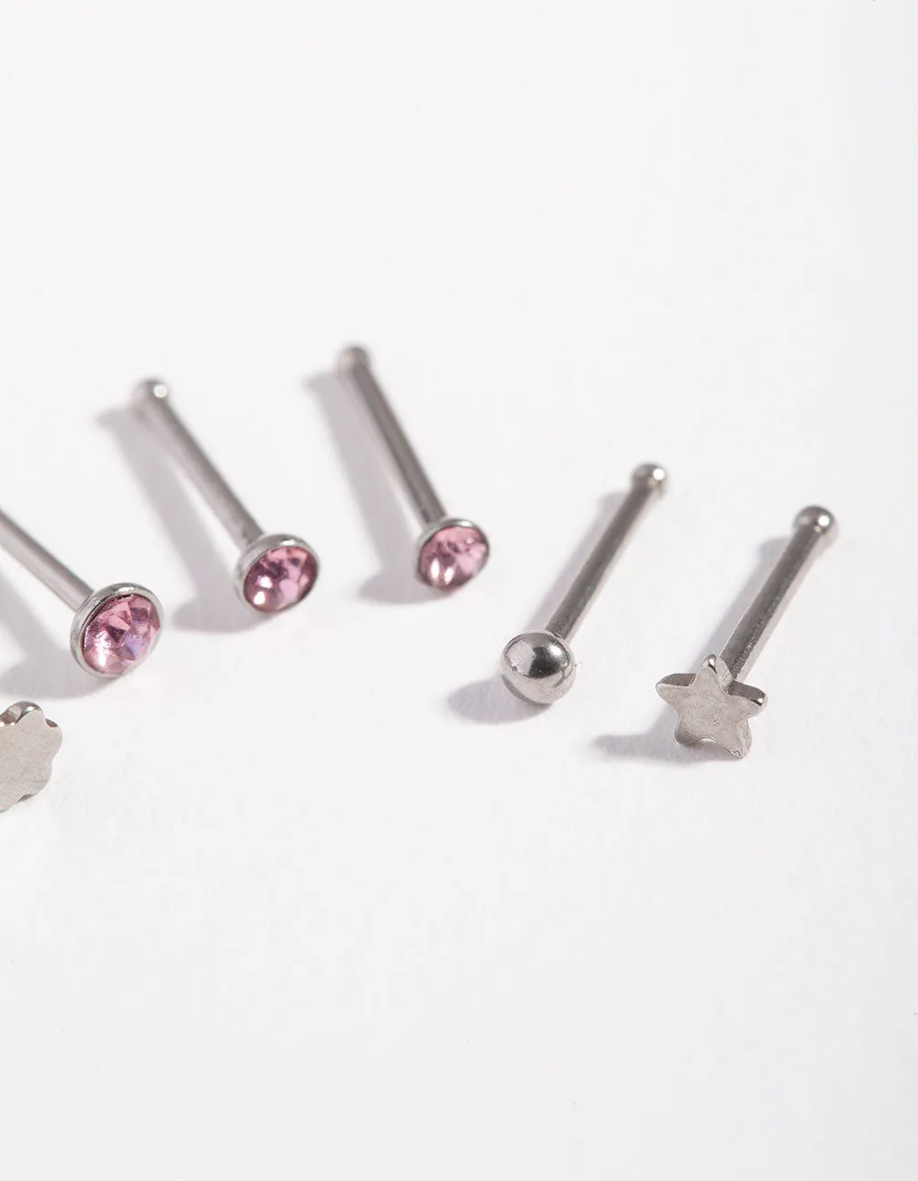 Surgical Steel Graduated Star Nose Stud 6-Pack
